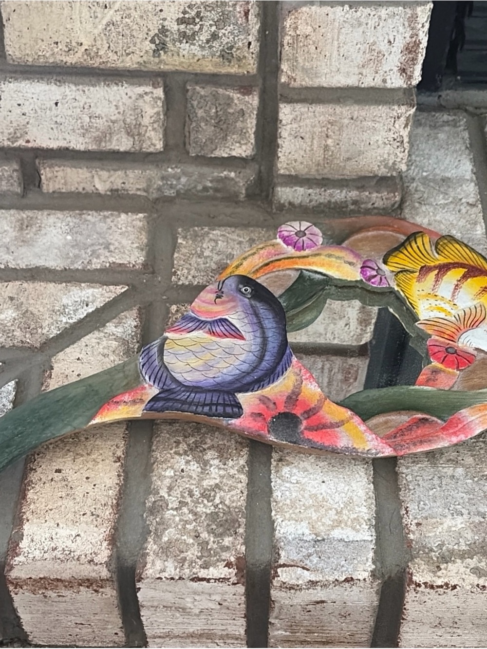 Hand-Painted Bird Wall Accent in Blue & Purple by